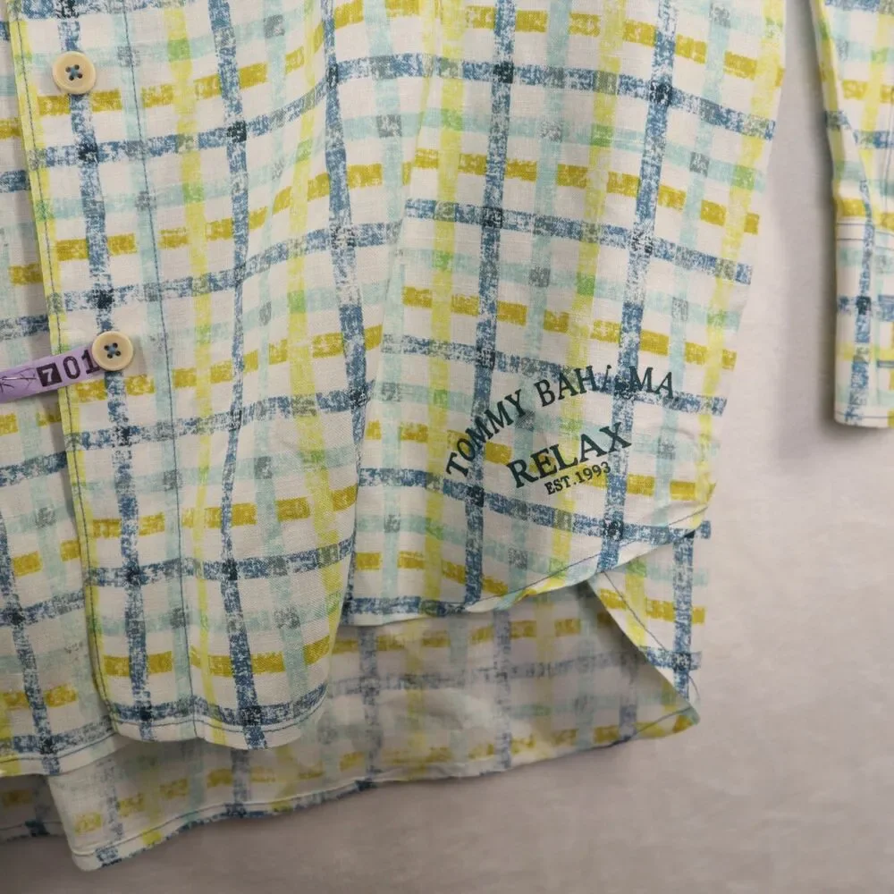 Tommy Bahama Relax Men's 100% Linen Multicolor Long Sleeve Button Up Shirt XL - Picture 2 of 9